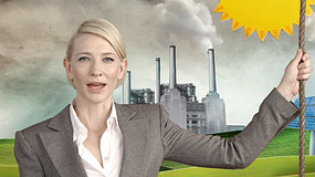 La star australienne Cate Blanchett prête son visage et sa voix à la campagne pour la taxation des émissions de carbone, une campagne financée par 11 organisations dont Greenpeace, le WWf et le Climate Institute. (AAP: WWF)